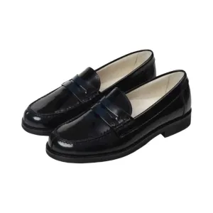 1066 - Navy Polished Leather Hard Loafer for Boy/Girl by London Kids