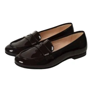 1308 - Bordo Patent Leather Flat Loafer for Girl by London Kids