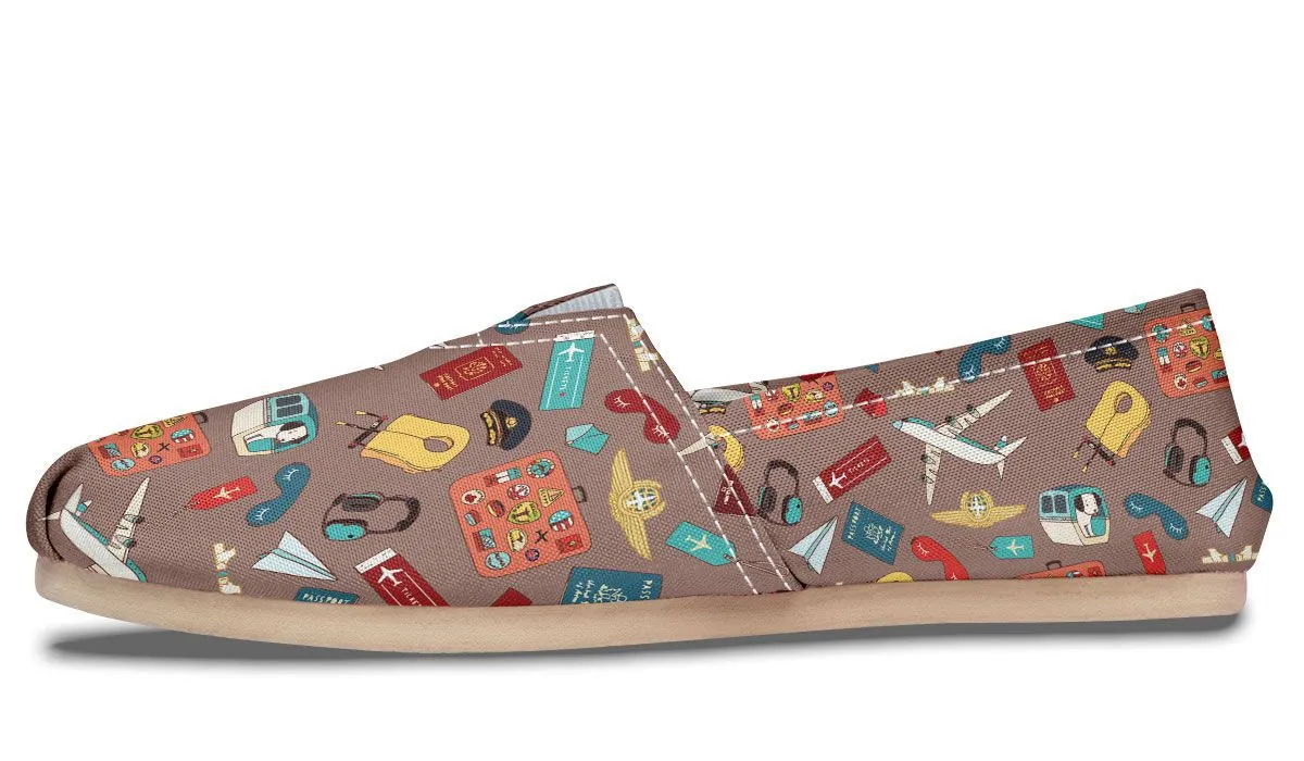 Airplane Travel Icons Casual Shoes