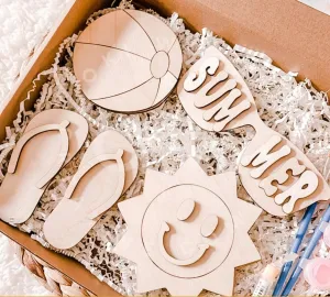 American Elm Wooden Cutouts Shapes 4 to 6 Inch Sandal Shape for Kids Craft Projects Sandals, Wooden Cutouts for Kids Sun Beach DIY Projects