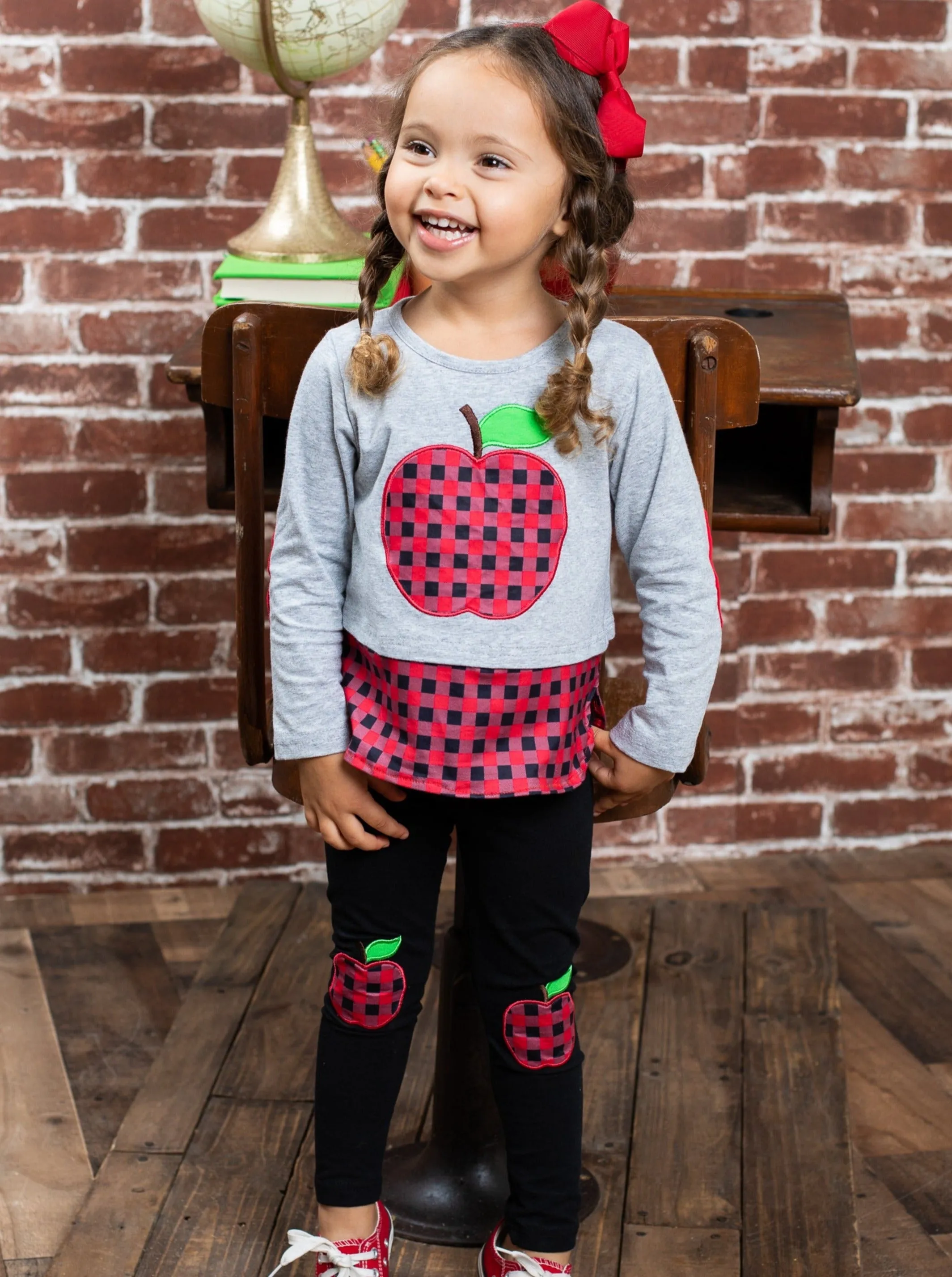 Apple For Teacher Patched Legging Set