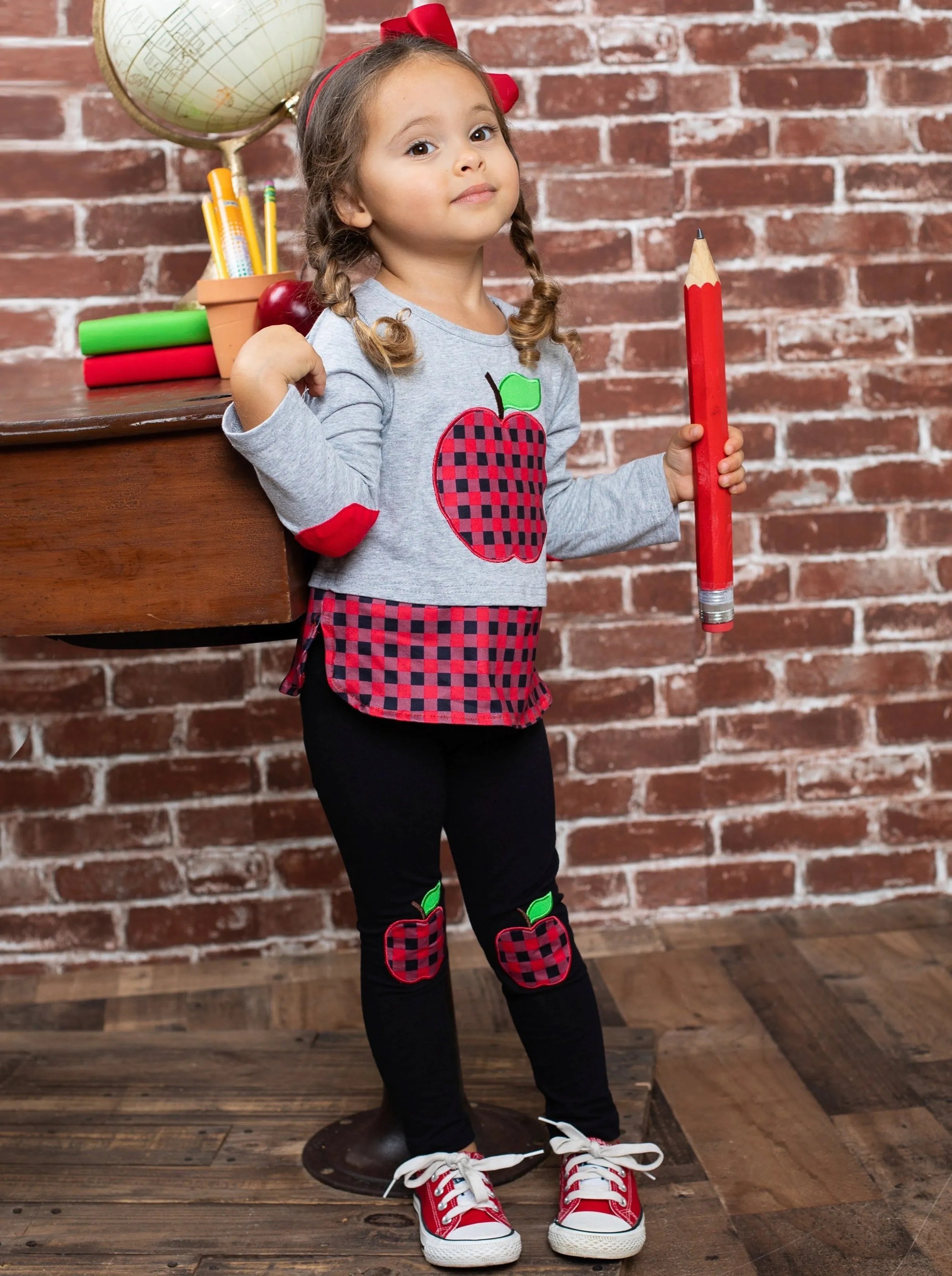 Apple For Teacher Patched Legging Set