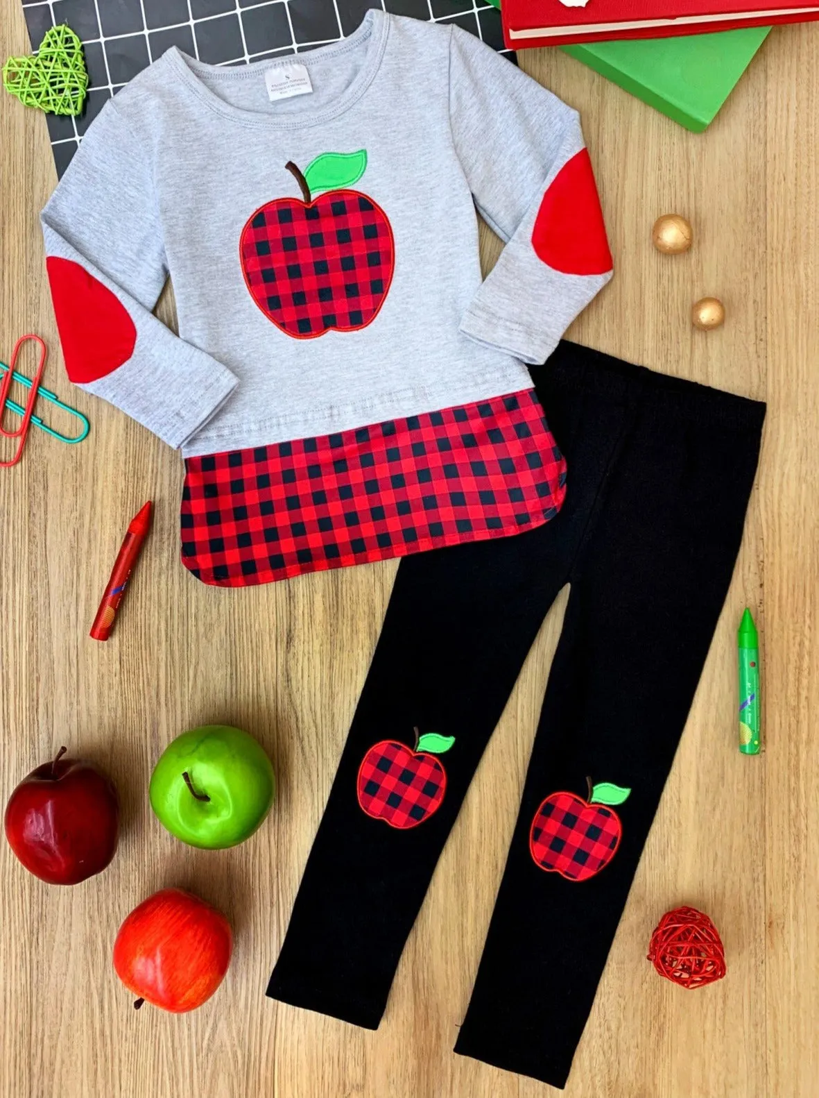 Apple For Teacher Patched Legging Set