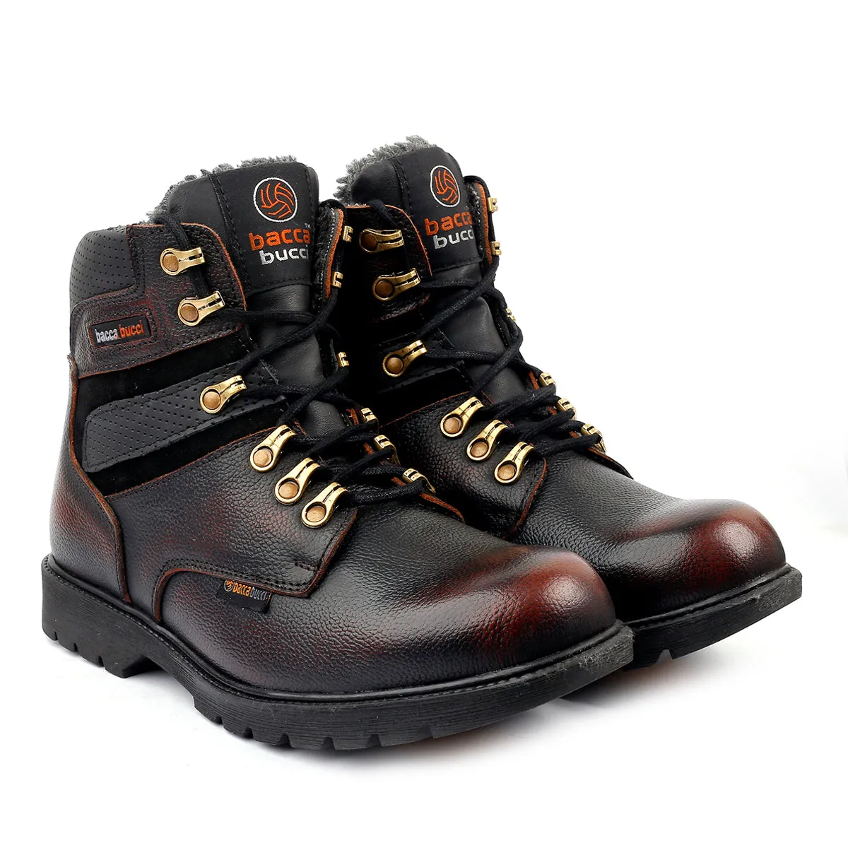 Bacca Bucci Genuine Grain Leather Boots | Snow Boots with 6 Inches Steel Toe Cap