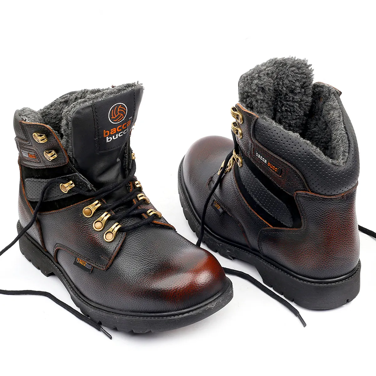 Bacca Bucci Genuine Grain Leather Boots | Snow Boots with 6 Inches Steel Toe Cap