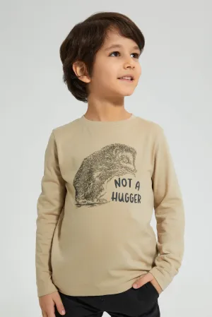 Beige Hedgehog Long Sleeve T-Shirt