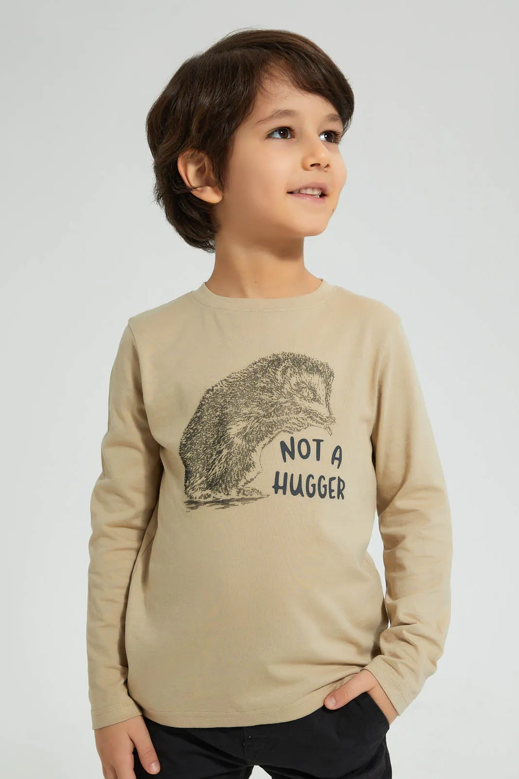 Beige Hedgehog Long Sleeve T-Shirt