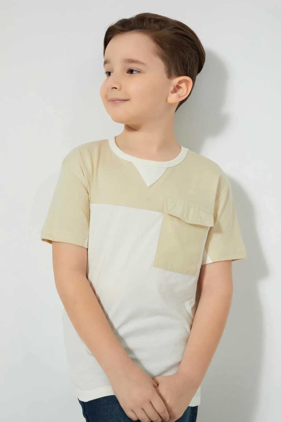 Beige Pocket T-Shirt