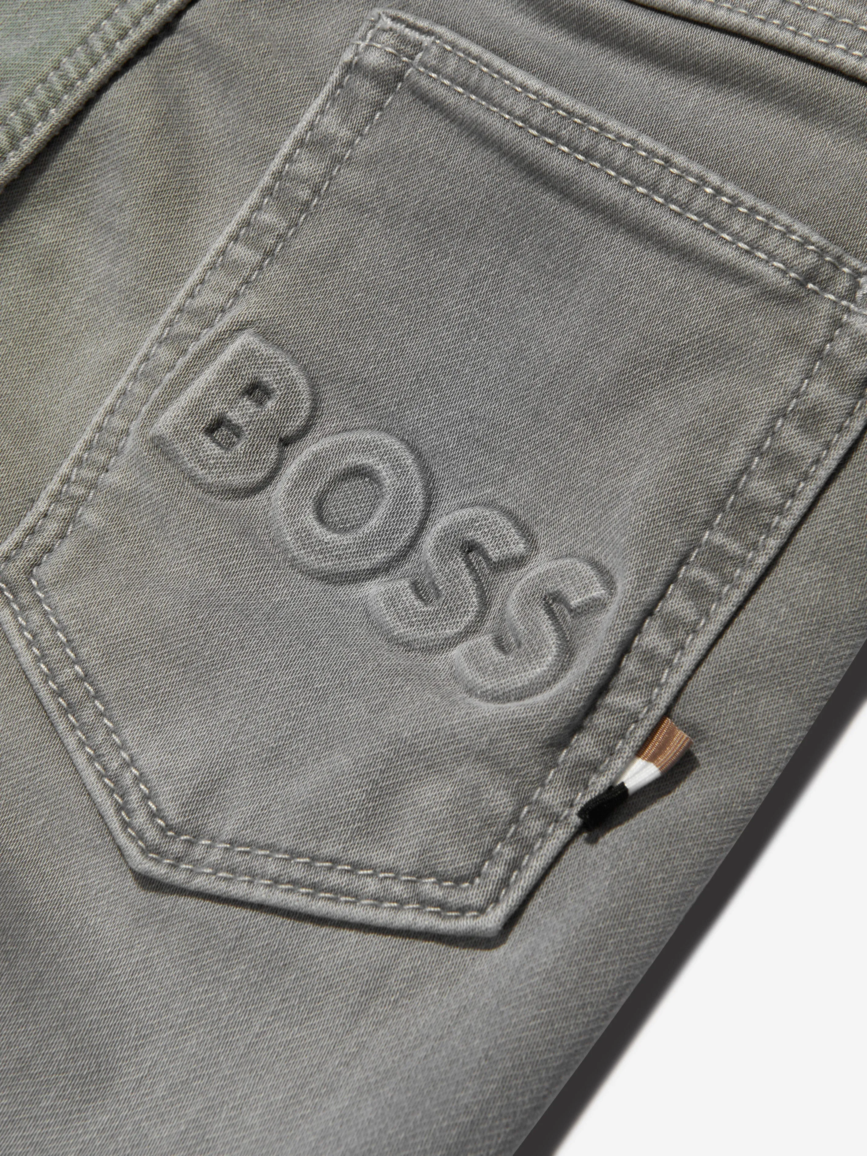 BOSS Boys Denim Stretch Skinny Fit Jeans In Grey