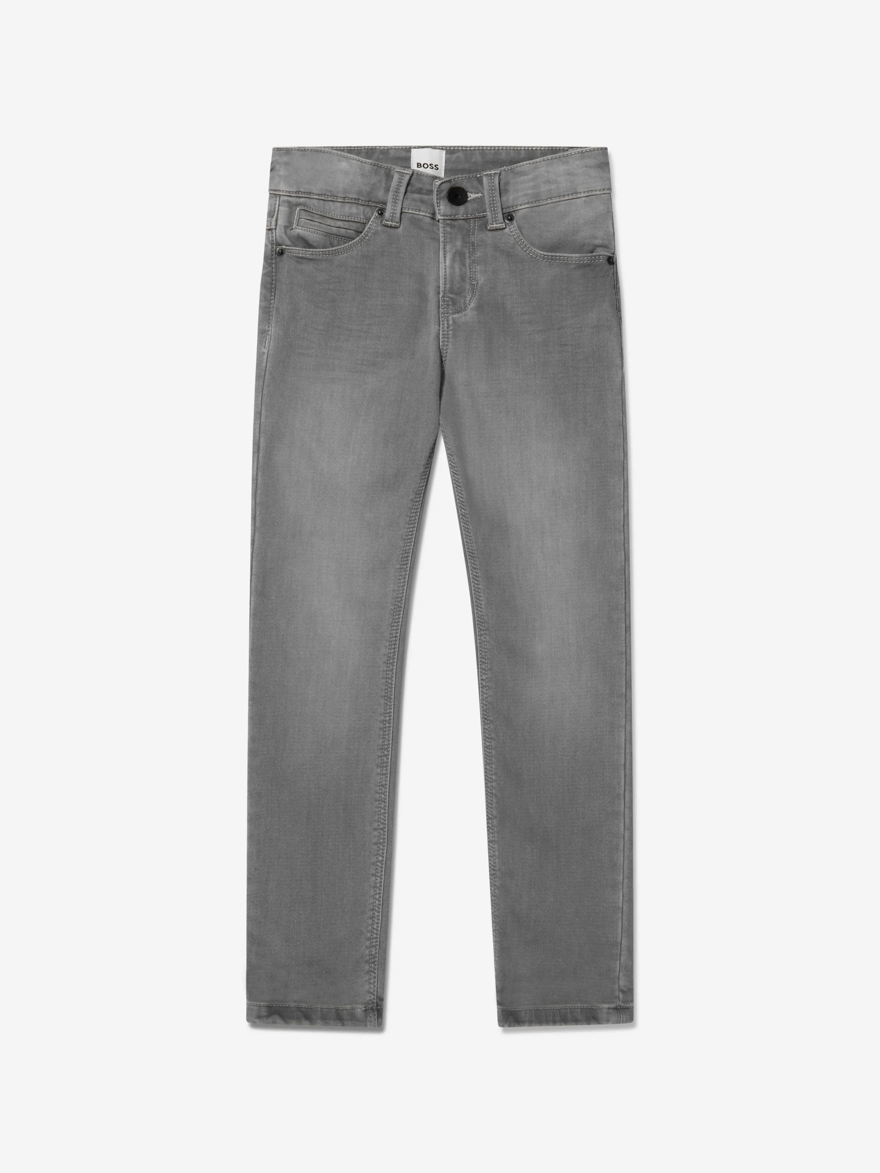 BOSS Boys Denim Stretch Skinny Fit Jeans In Grey