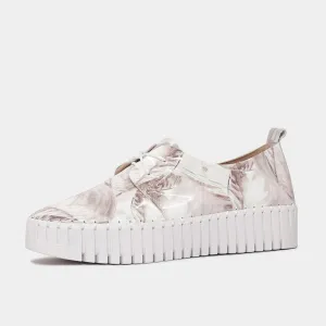 Brenda White Shell Pearl Patent Leather Sneakers