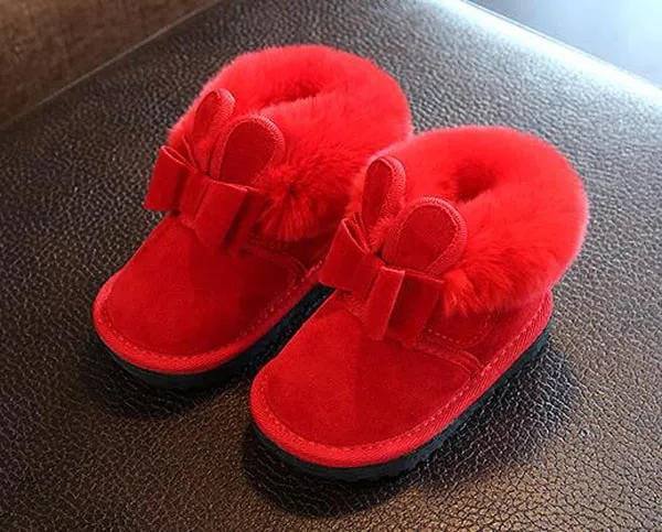 Bunny Bow Ankle Winter Shoes Warm Fur Animal Snow Nina Zapatos Kids Boots