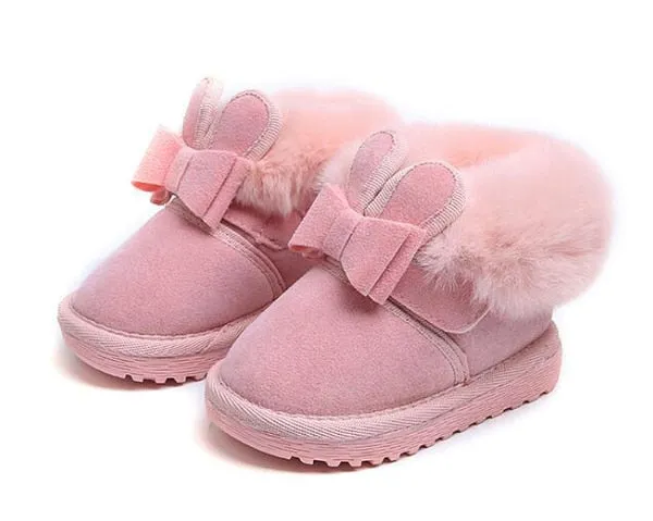 Bunny Bow Ankle Winter Shoes Warm Fur Animal Snow Nina Zapatos Kids Boots