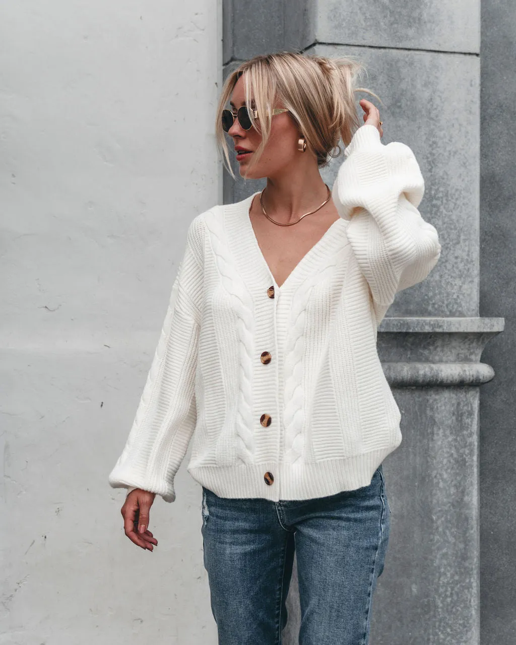 Camden Button Down Cardigan - Cream