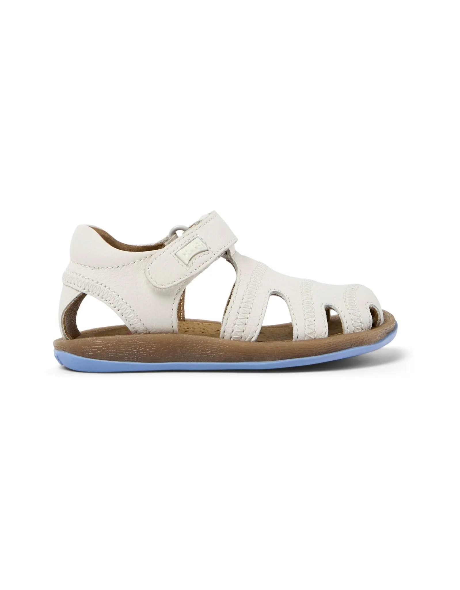 Camper: Bicho Kids Velcro Closed Toe Sandals - White Leather