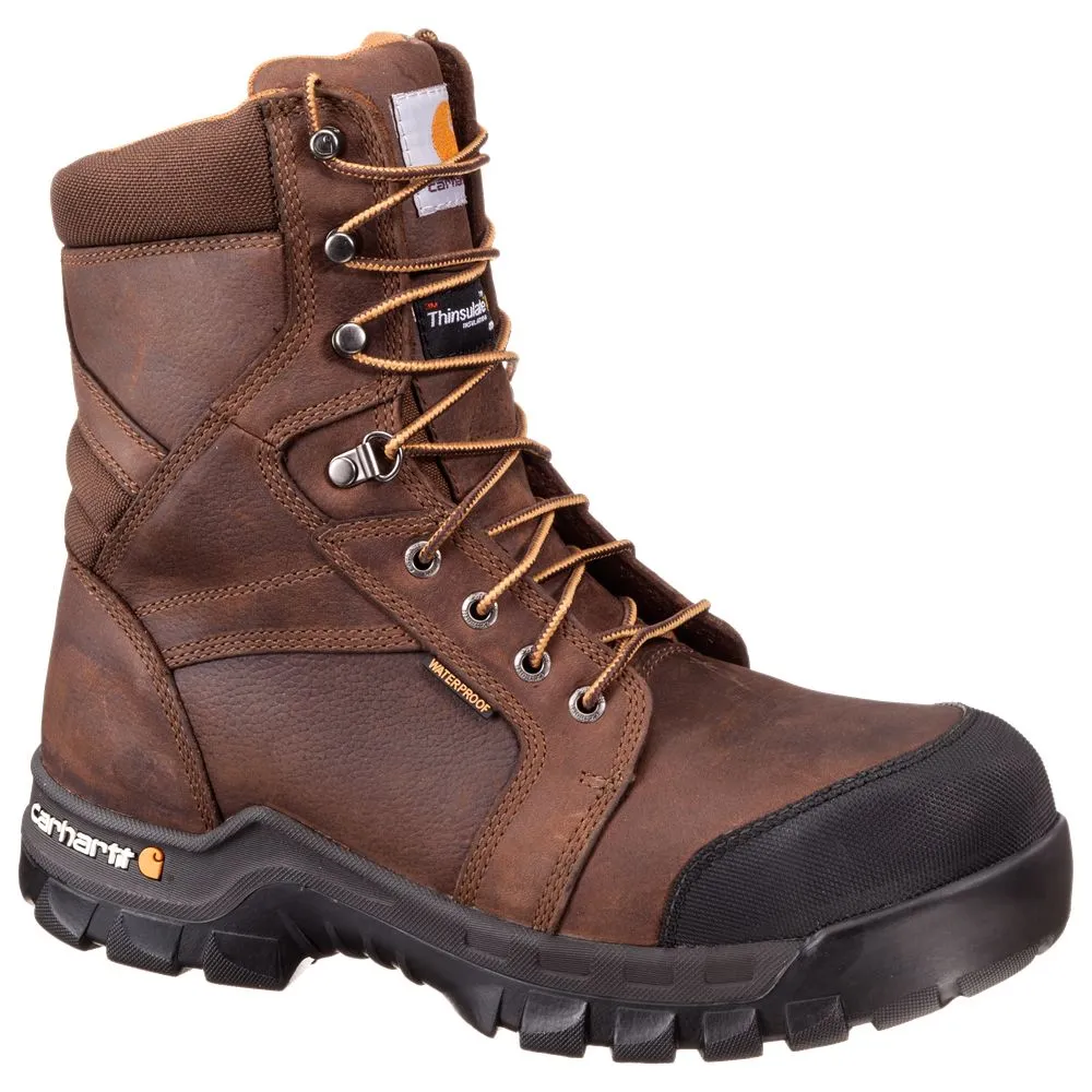 Carhartt CMF8389 8'' Rugged Flex Insulated Waterproof Safety Toe Work Boots for Men - Brown - 14W