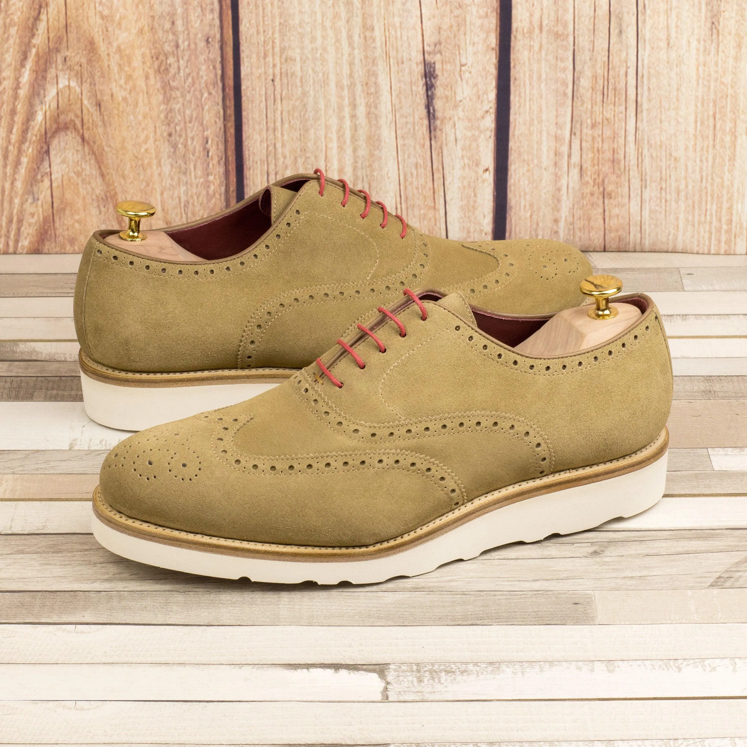 Casual Beige Suede Brogues