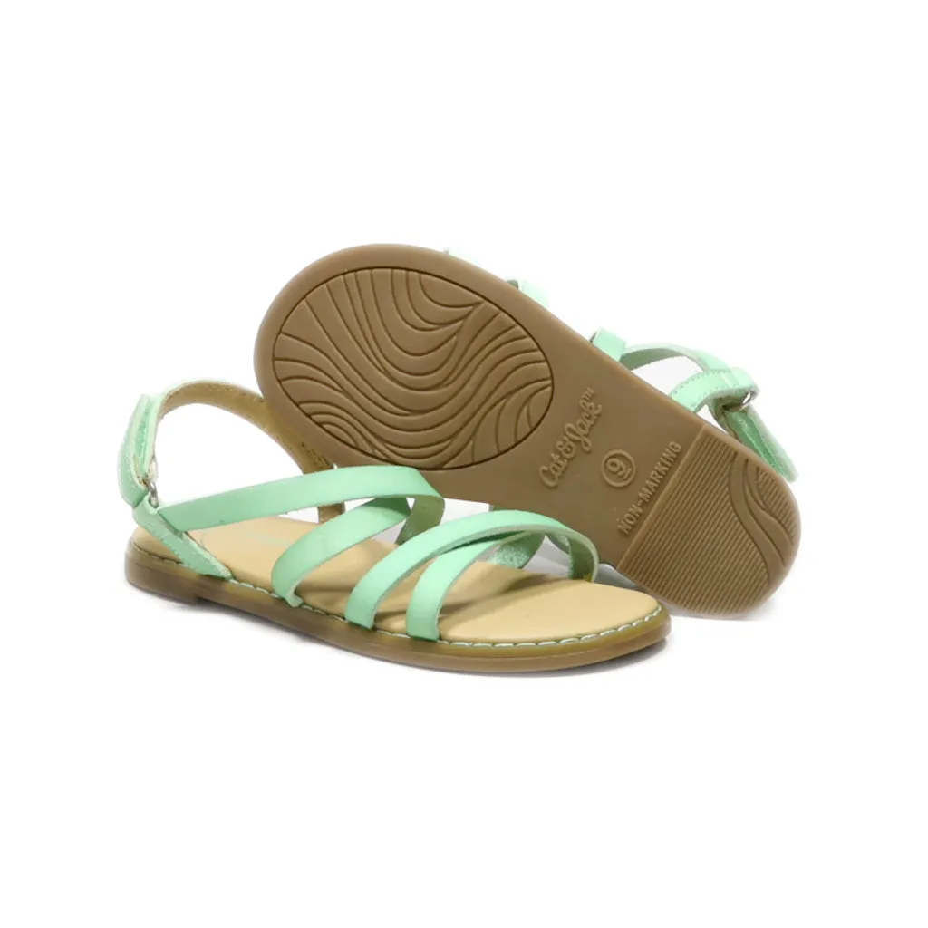 Cat & Jack Flat Sandals Leather Green Colour For Kids