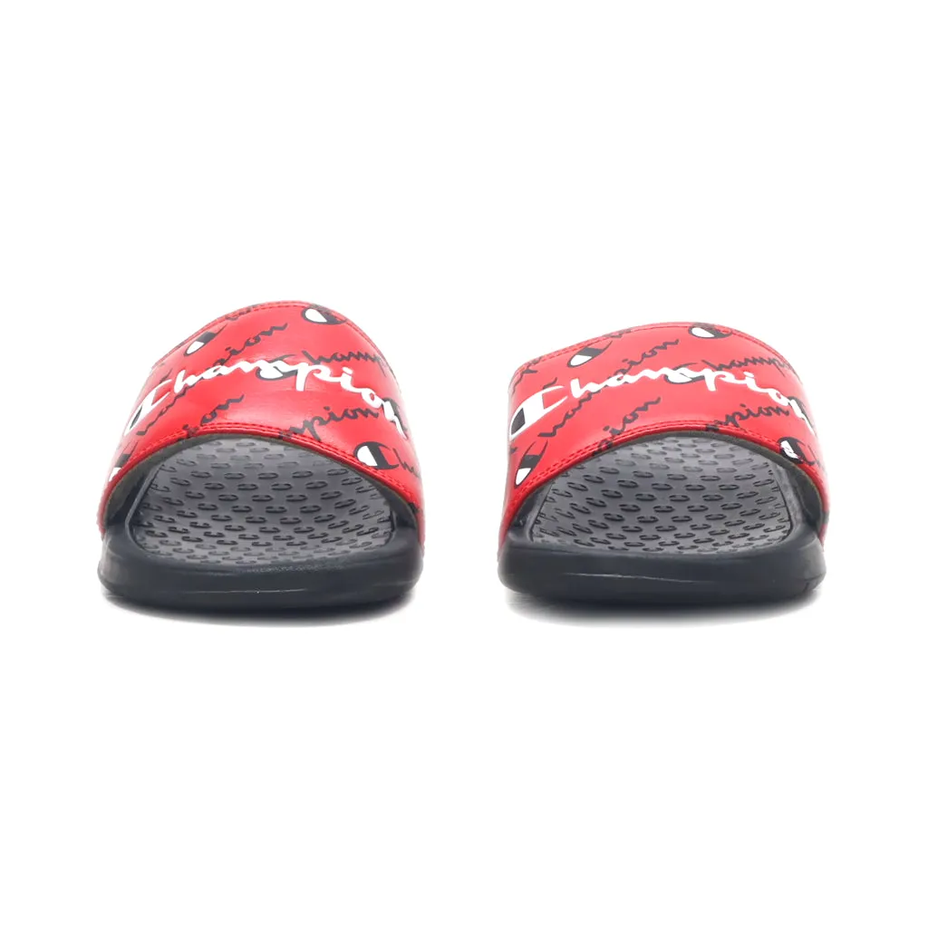 Champion Super Sliderepeat Sacript Flat Sandals Leather Red Colour For Kids