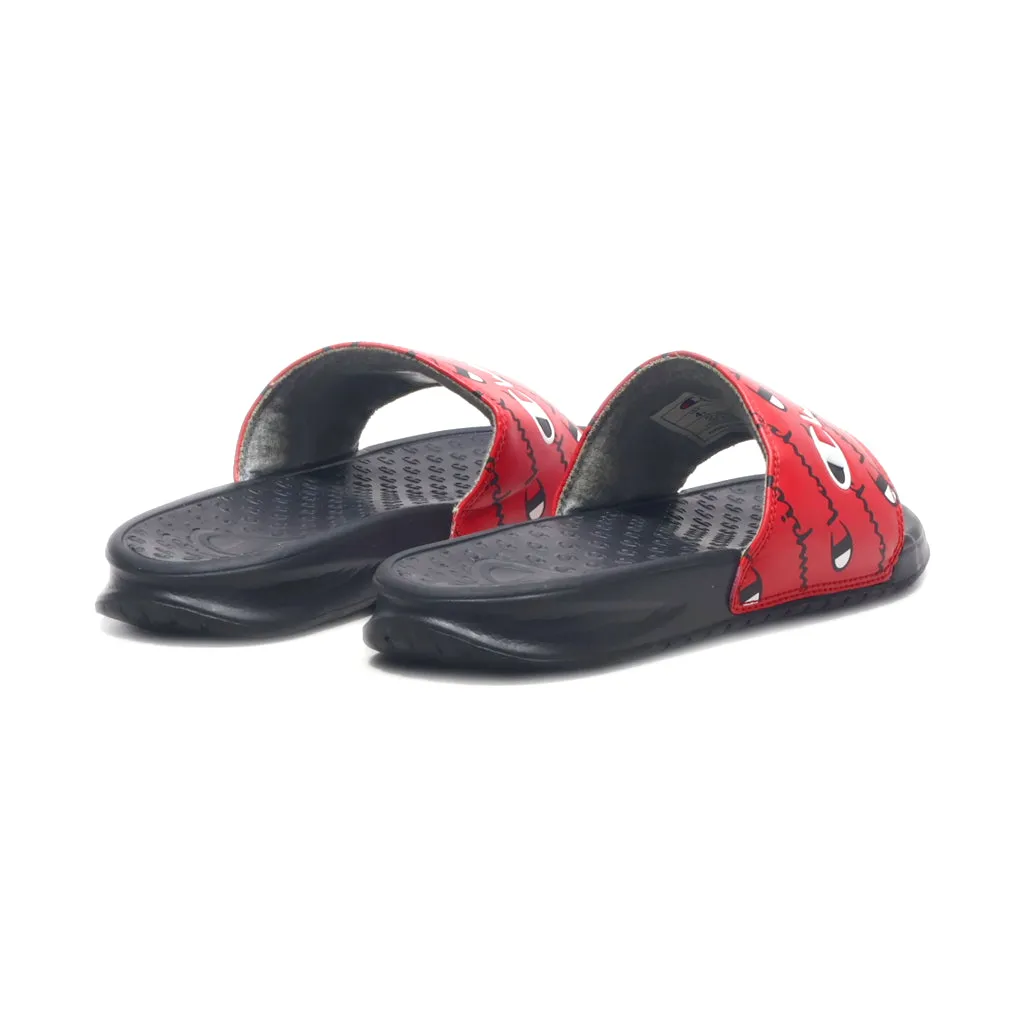 Champion Super Sliderepeat Sacript Flat Sandals Leather Red Colour For Kids