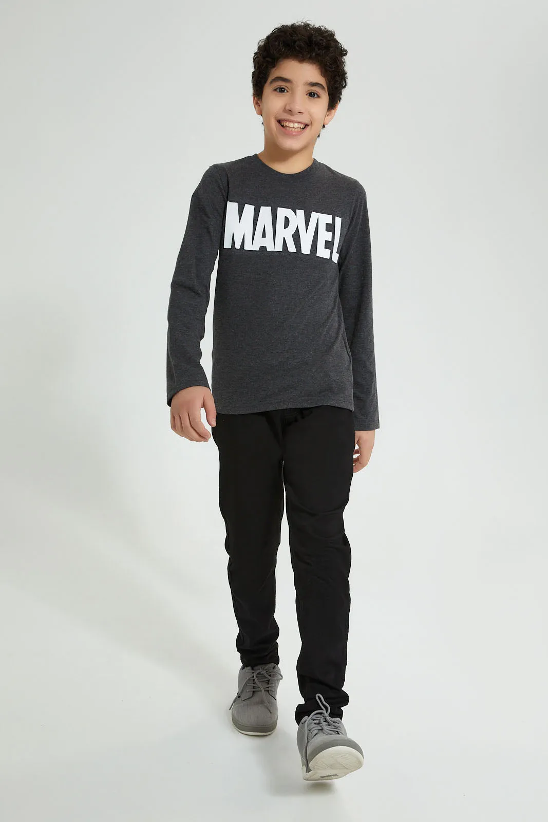 Charcoal Marvel Long Sleeve T-Shirt