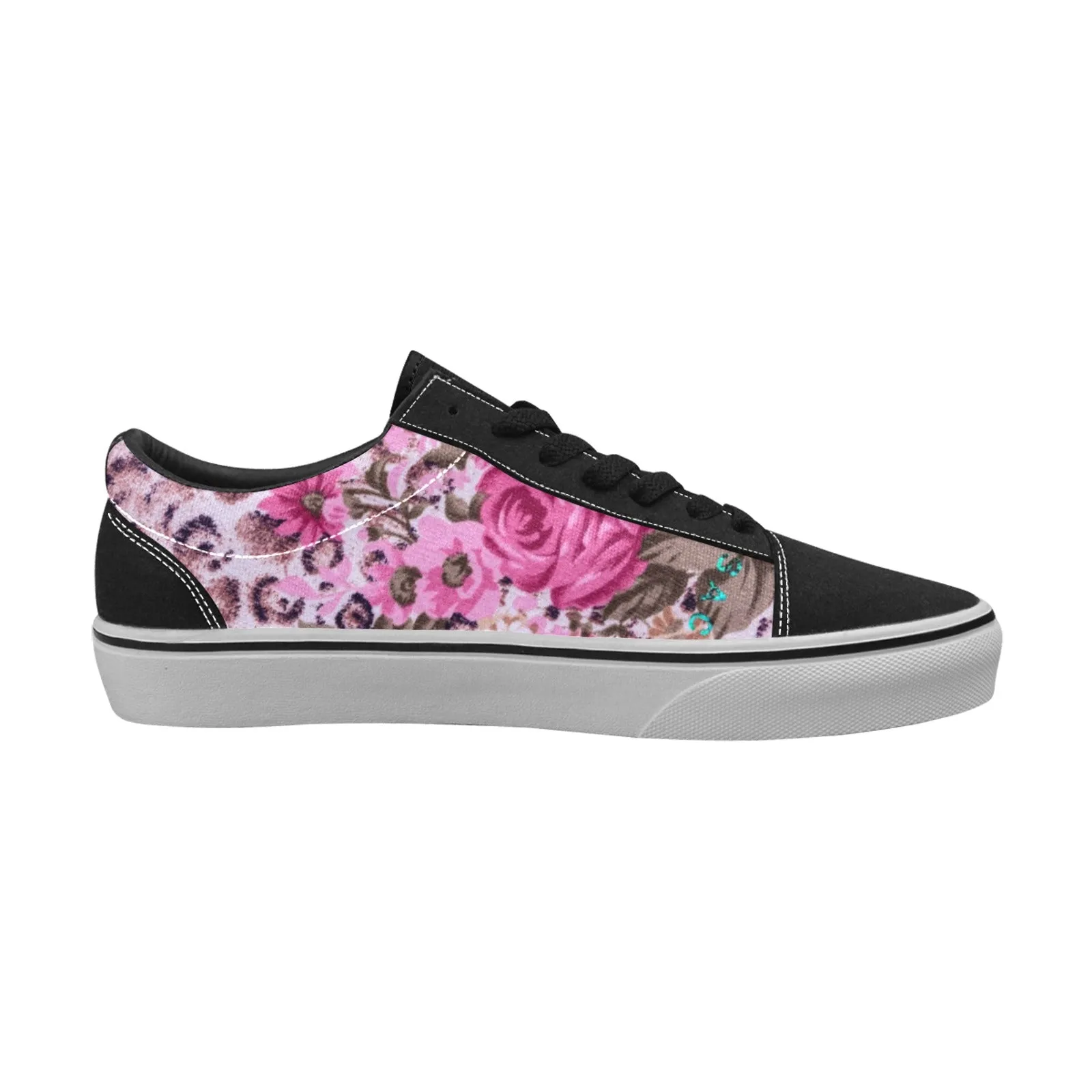 Cheetah Pink, Women's Lace-Up Canvas Sneakers