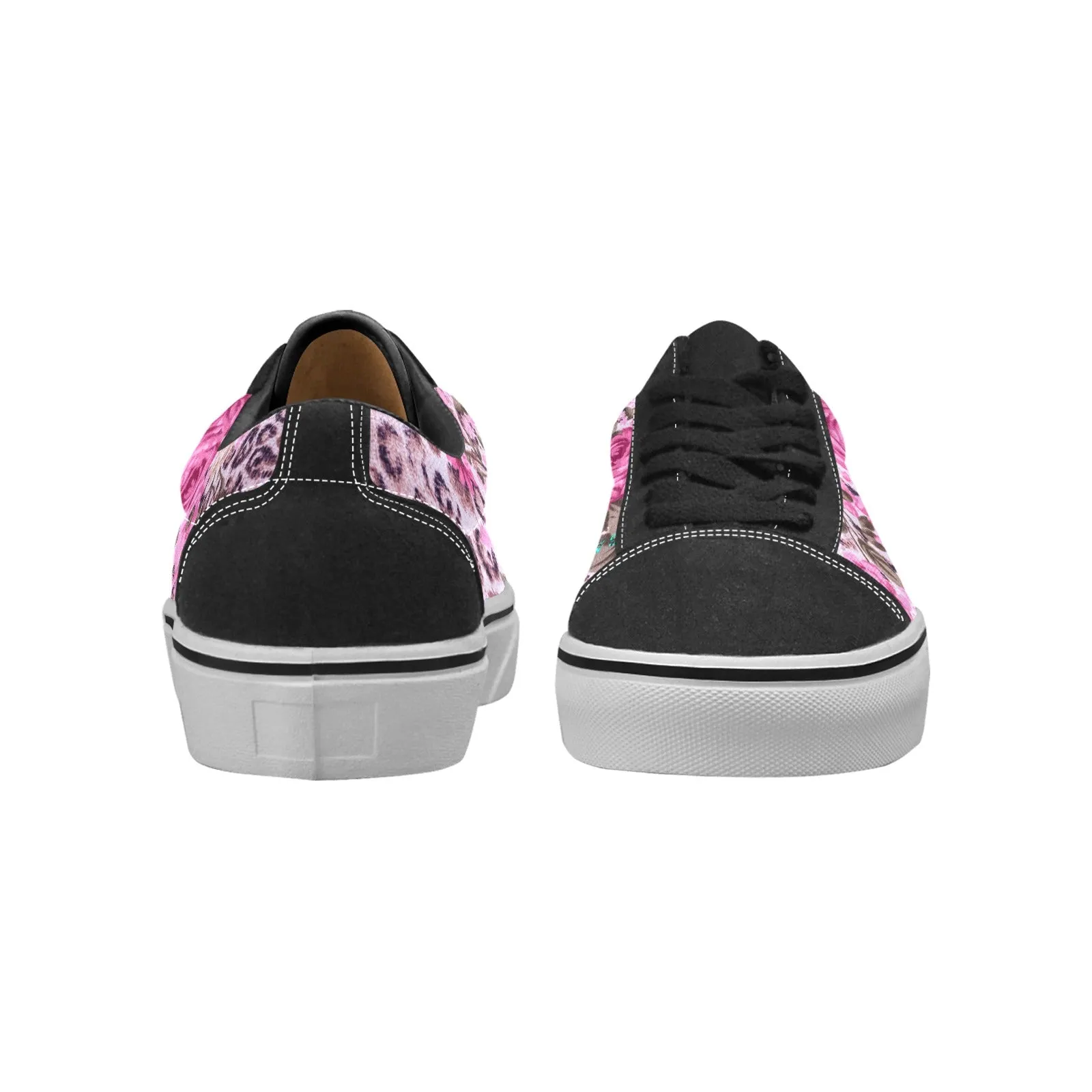 Cheetah Pink, Women's Lace-Up Canvas Sneakers