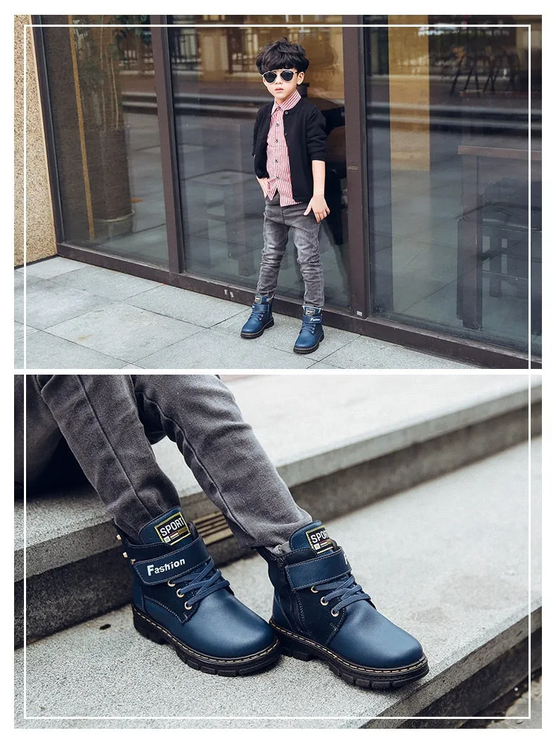 Children Boots Autumn And Winter Leather Snow Boots