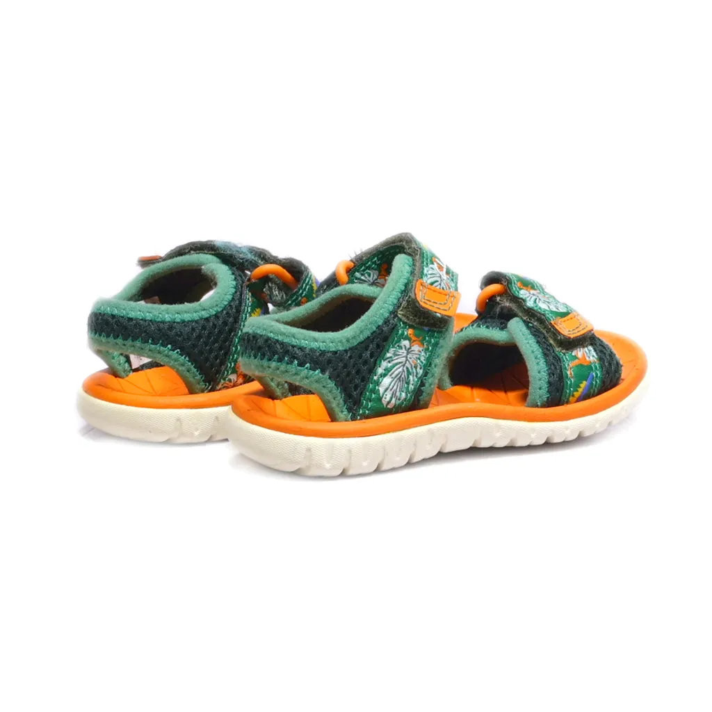 Clarks Flat Sandals Fabric Green Colour For Kids