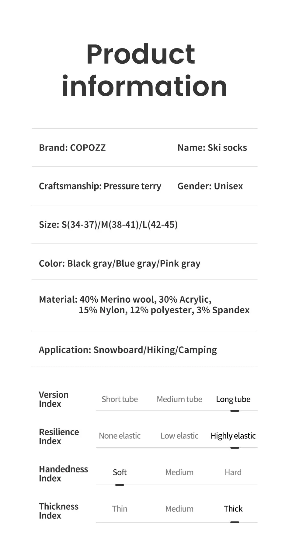 COPOZZ Ski Snowboard Socks