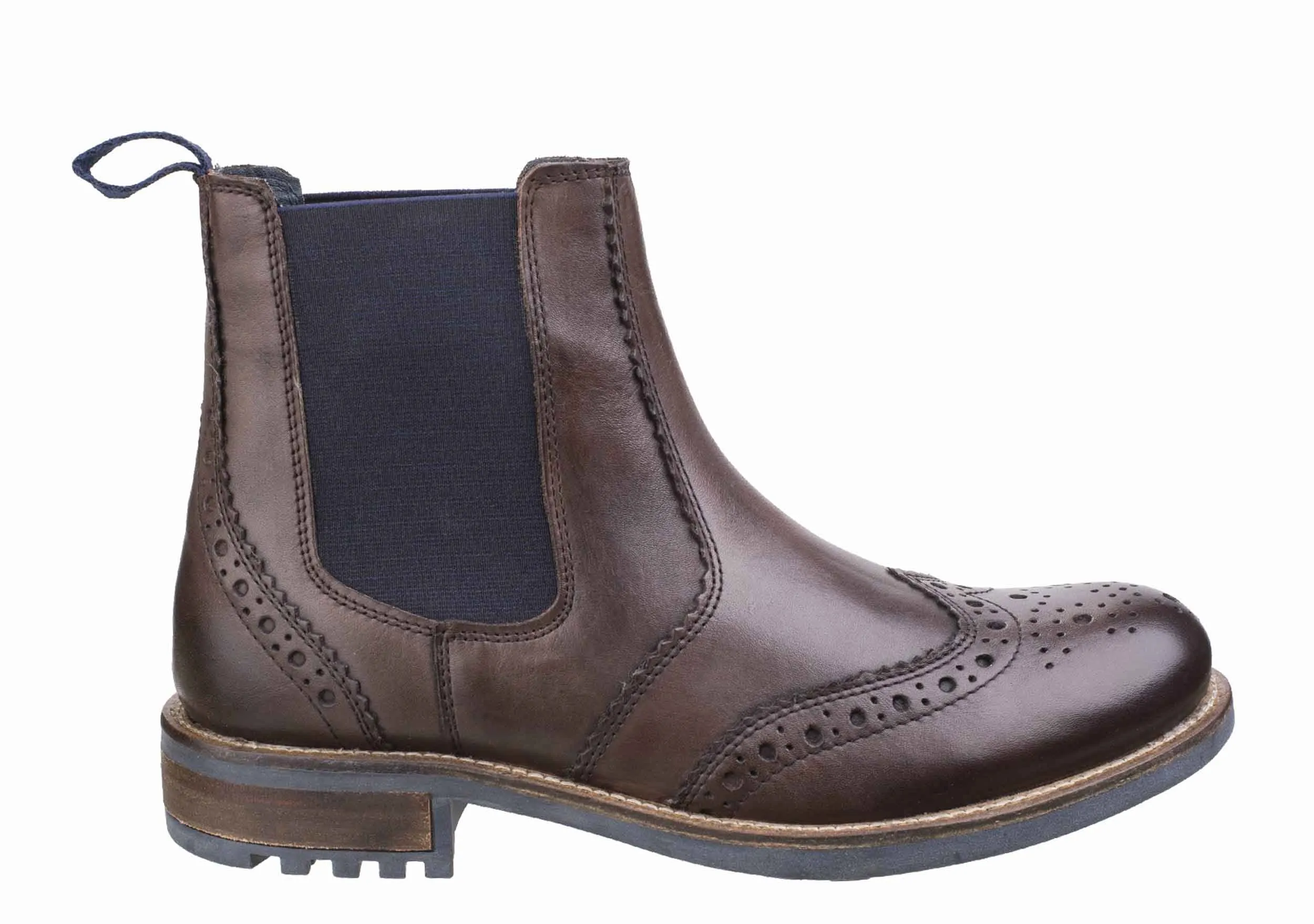 Cotswold Cirencester Mens Brogue Detail Pull On Chelsea Boot