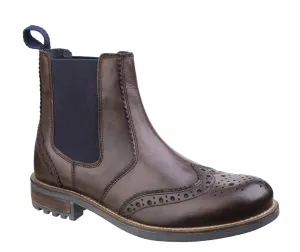 Cotswold Cirencester Mens Brogue Detail Pull On Chelsea Boot