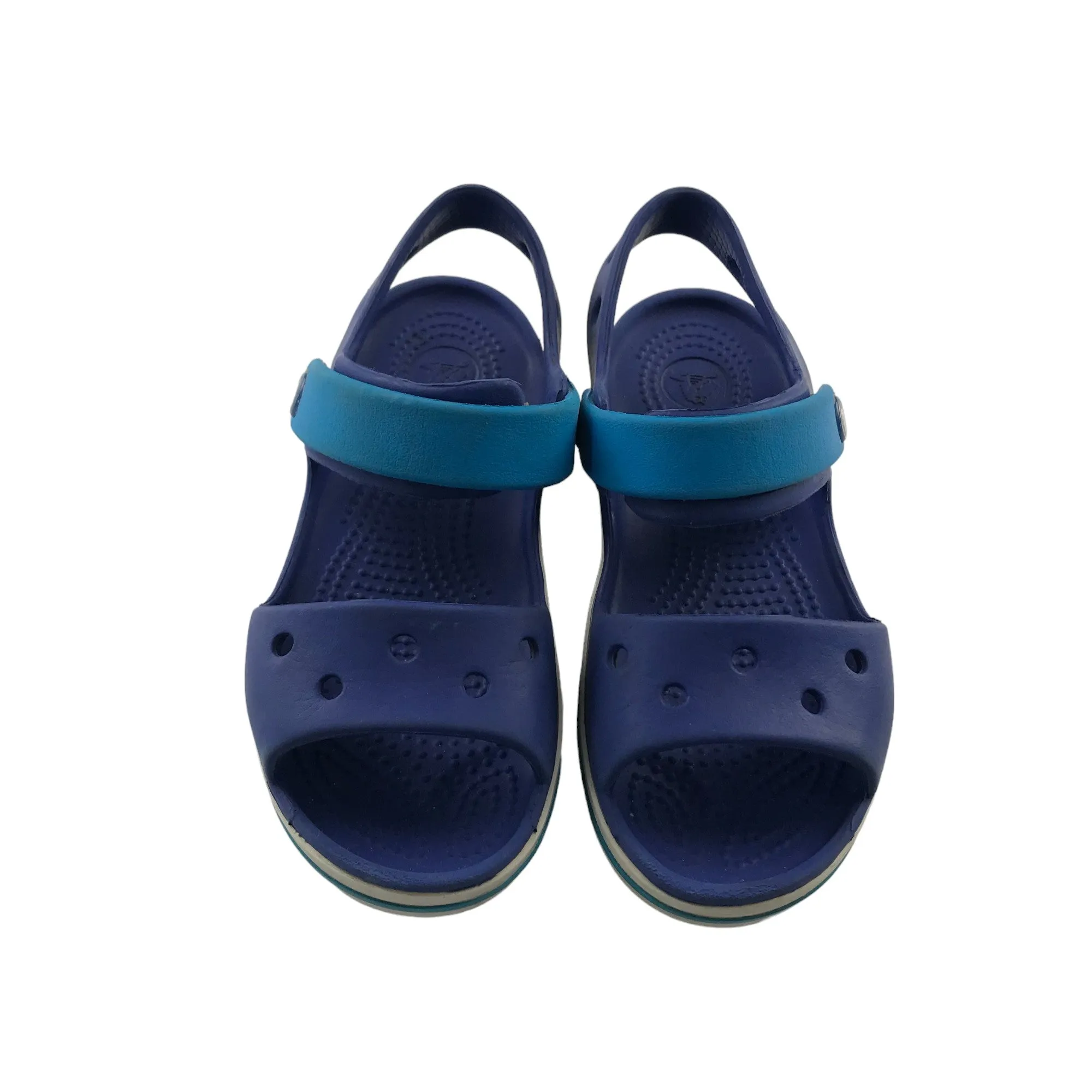 Crocs sandals shoe size 11 junior blue loop and hoop straps