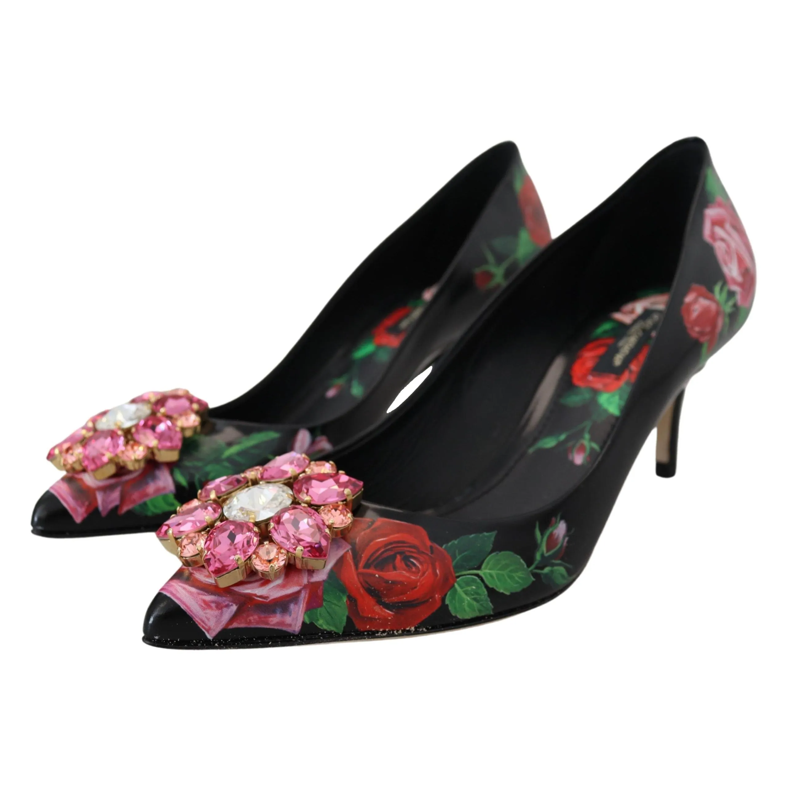 Dolce & Gabbana Elegant Floral Crystal Pumps