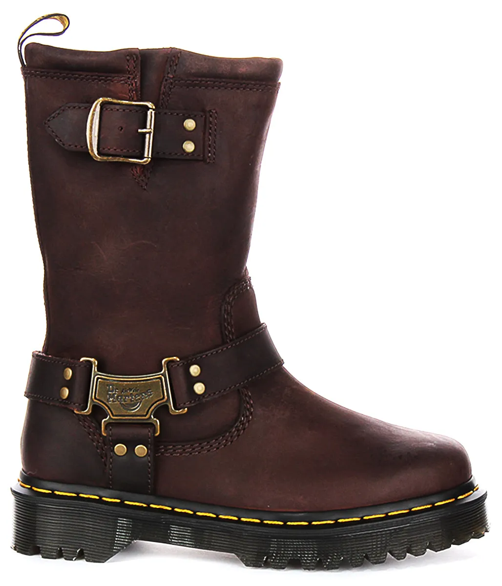 Dr Martens Anistone Hi Biker Boots in Brown