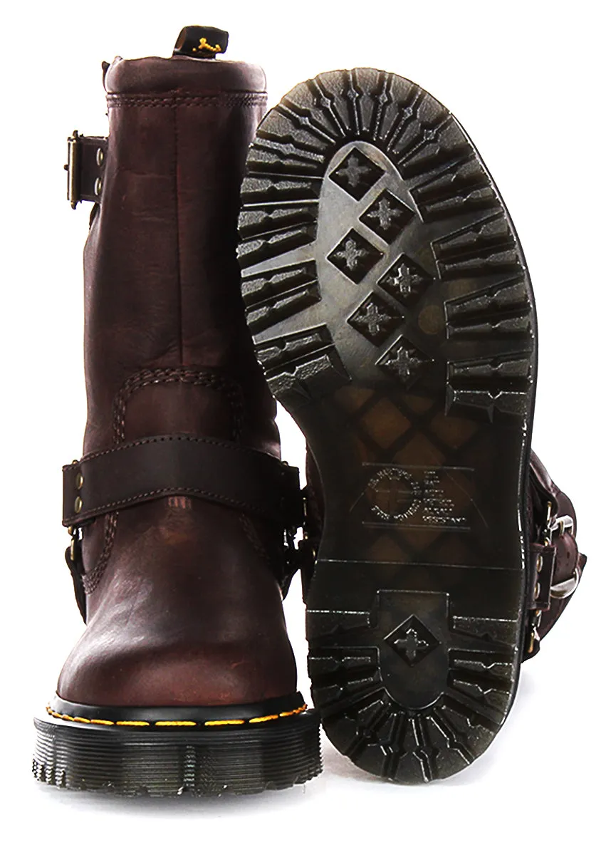 Dr Martens Anistone Hi Biker Boots in Brown