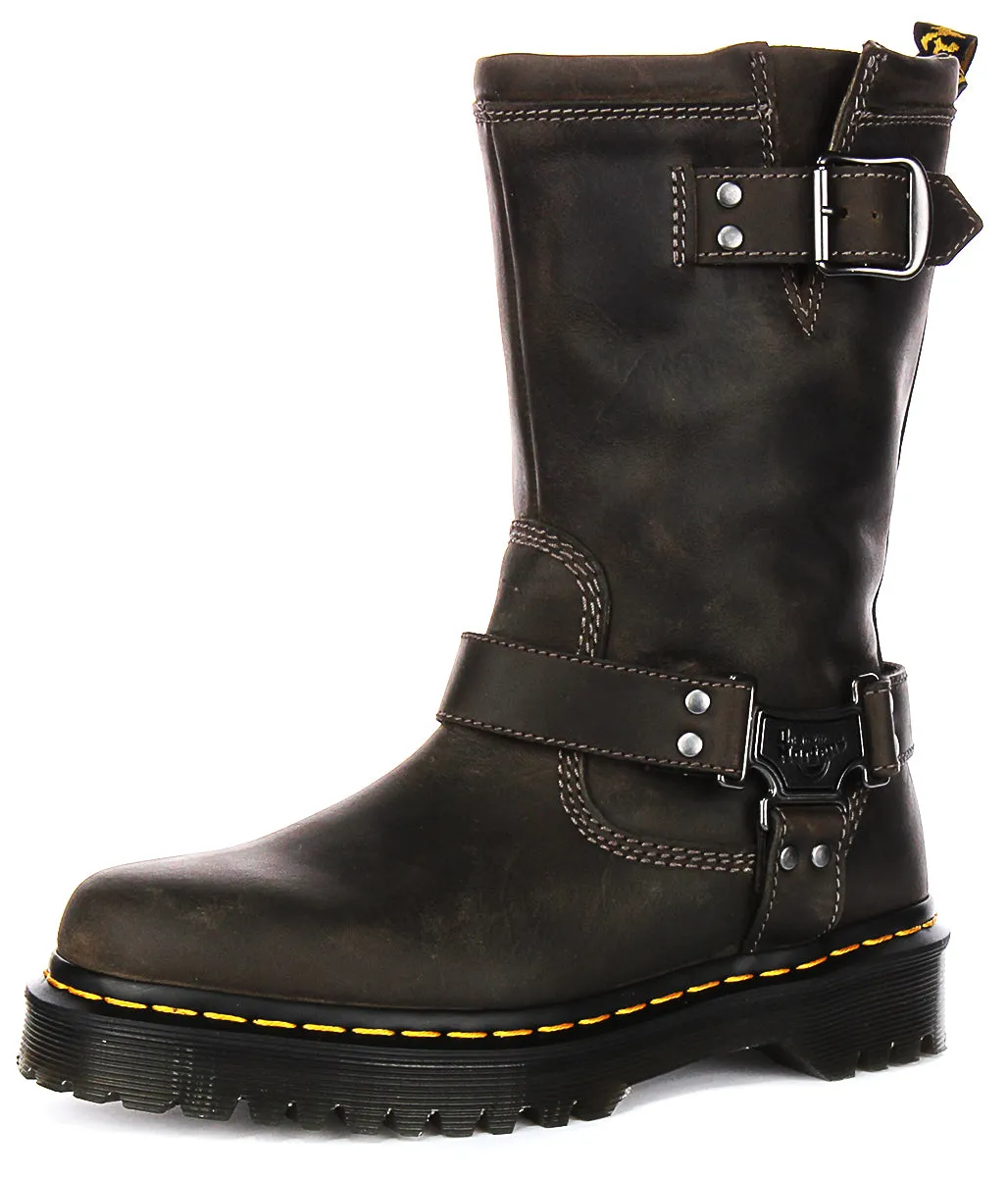 Dr Martens Anistone Hi Biker Boots In Grey