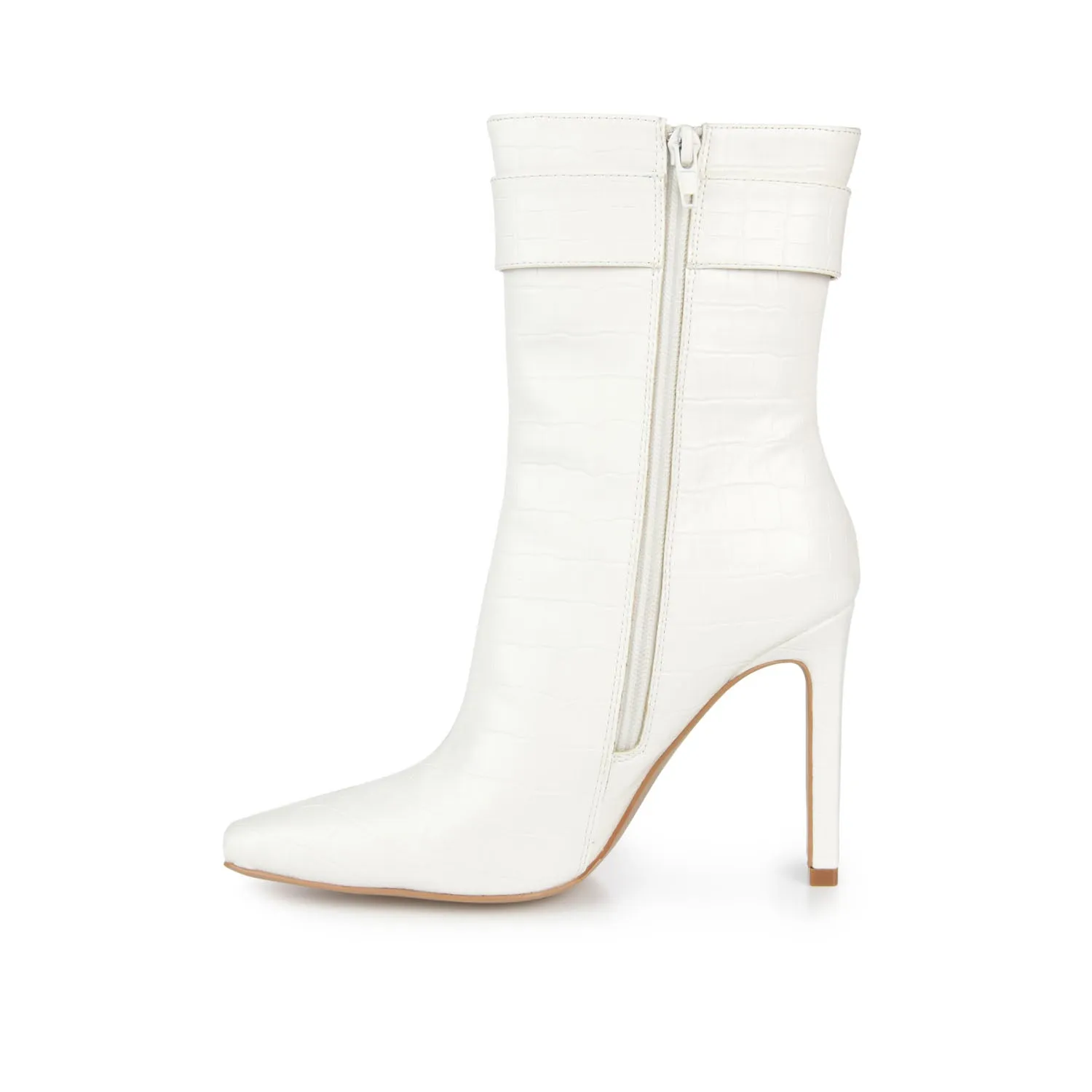 ELANIE ZIP UP BOOTIE IN FAUX CROCO