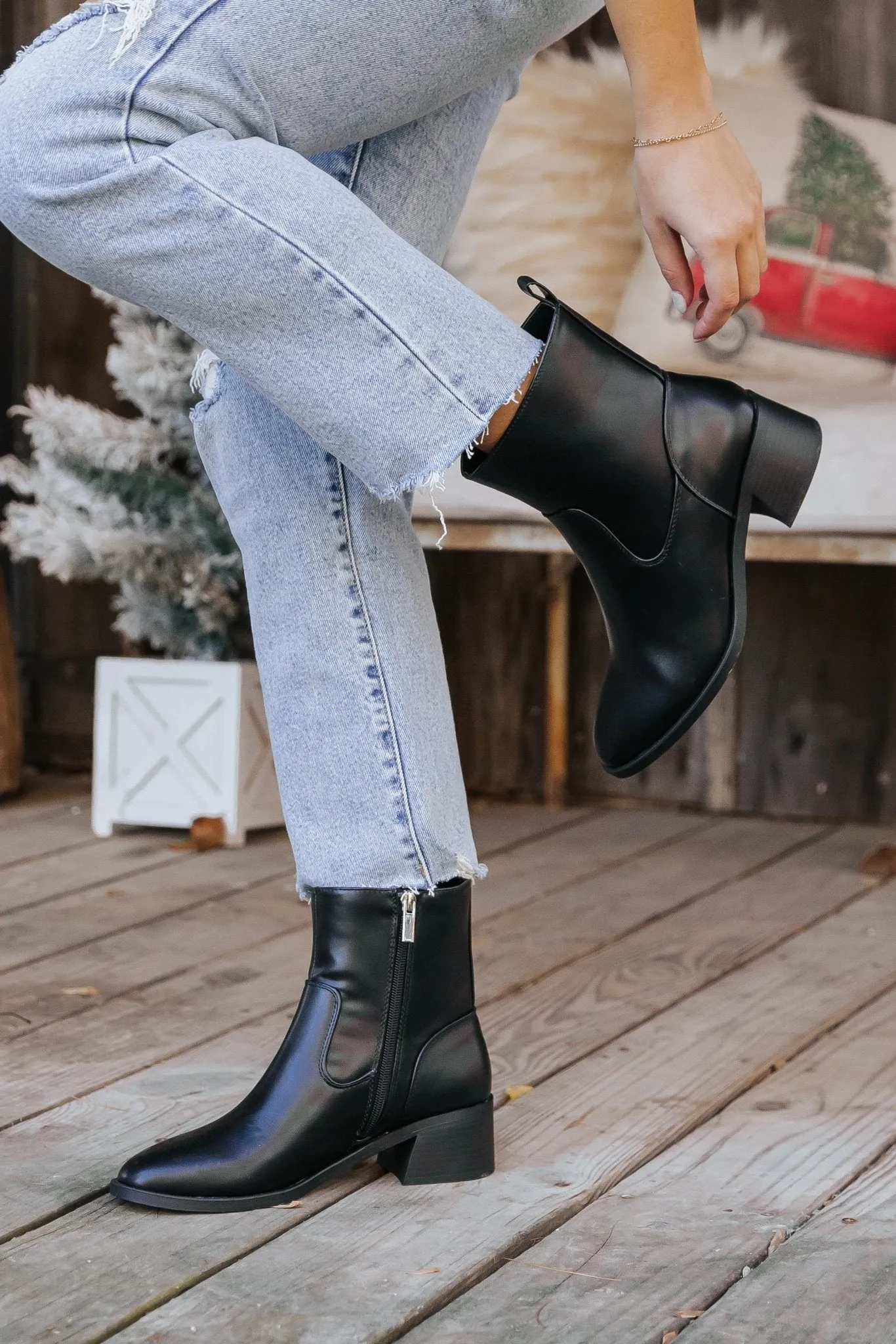 Elena Black Heeled Bootie