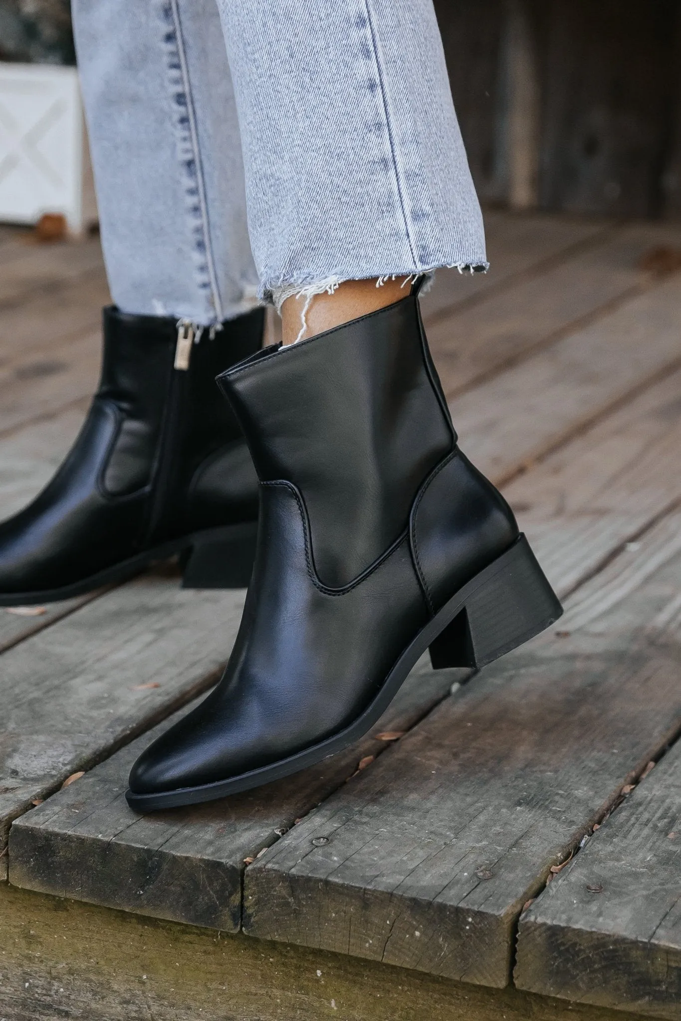 Elena Black Heeled Bootie