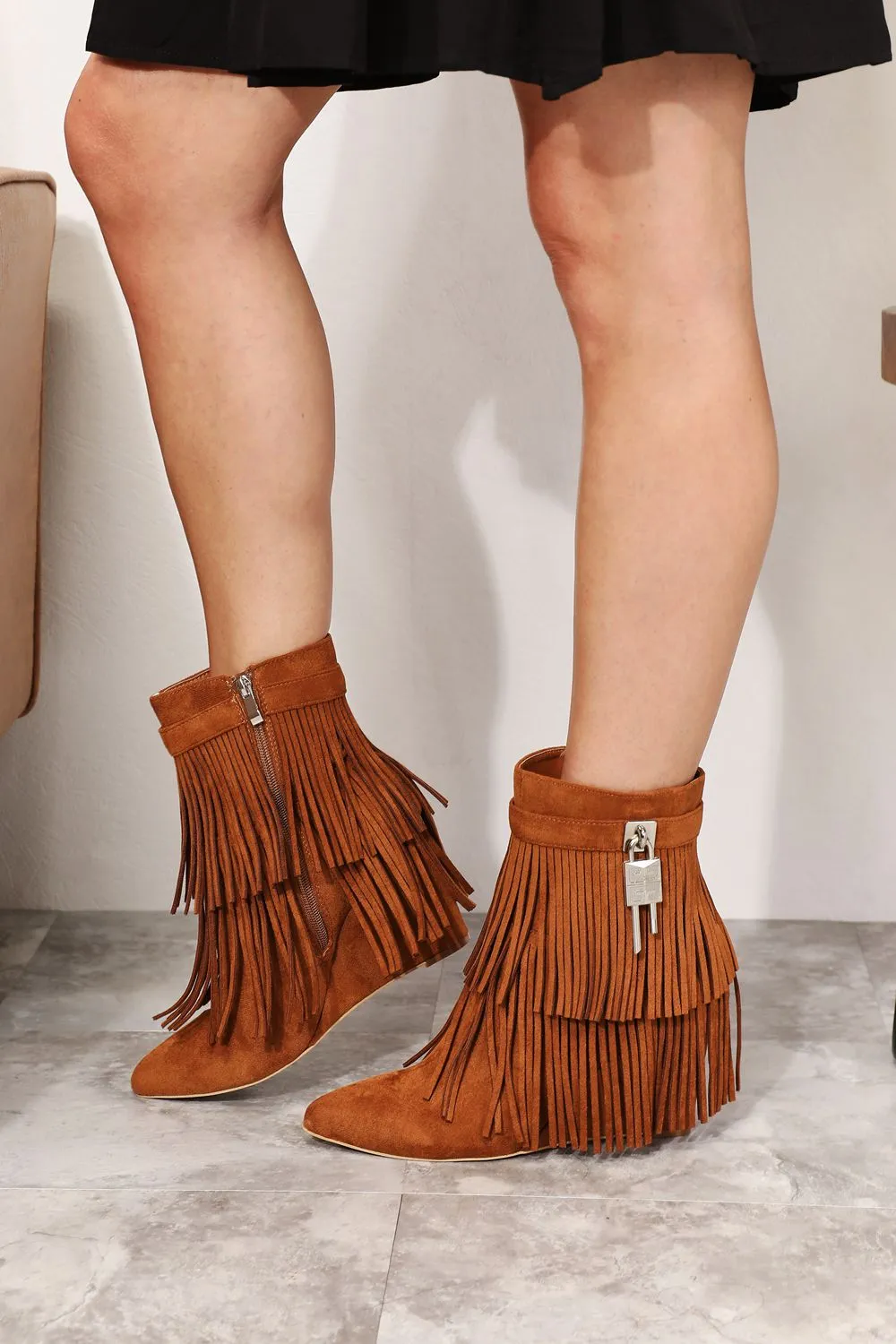 Elevated Sophistication: Legend Women's Tassel Wedge Heel Ankle Booties