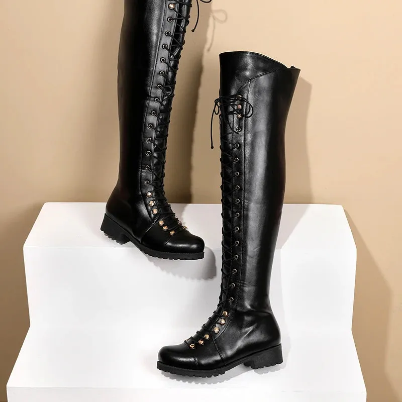 Funki Buys | Boots | Women's Leather Fleece Lace Up Boots