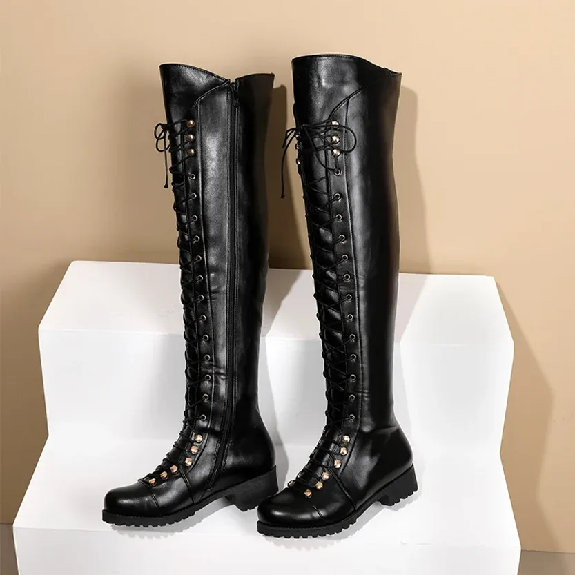 Funki Buys | Boots | Women's Leather Fleece Lace Up Boots