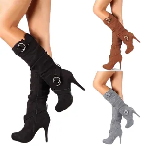 Funki Buys | Boots | Women's Long High Heel Faux Suede Boots