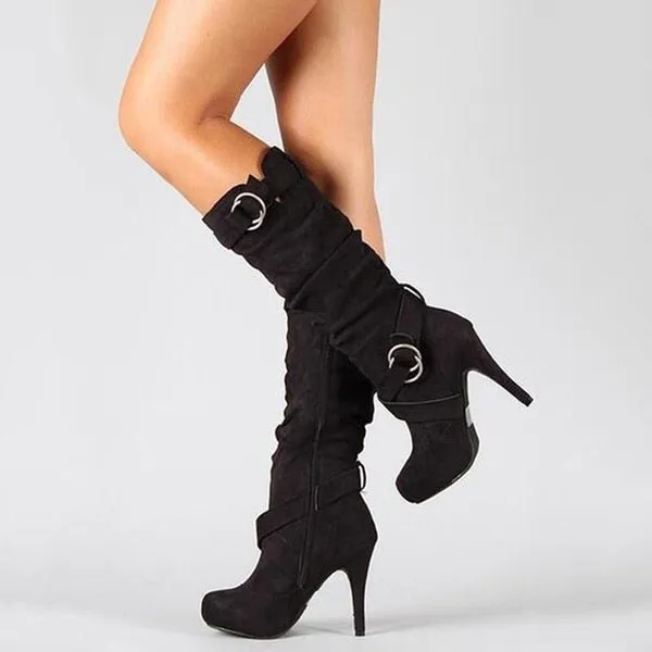 Funki Buys | Boots | Women's Long High Heel Faux Suede Boots