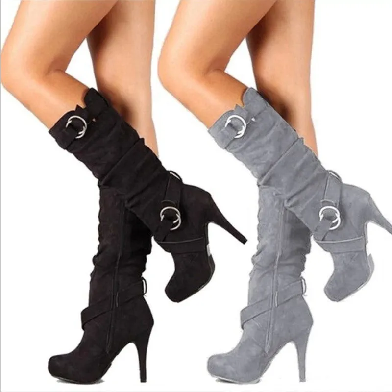 Funki Buys | Boots | Women's Long High Heel Faux Suede Boots