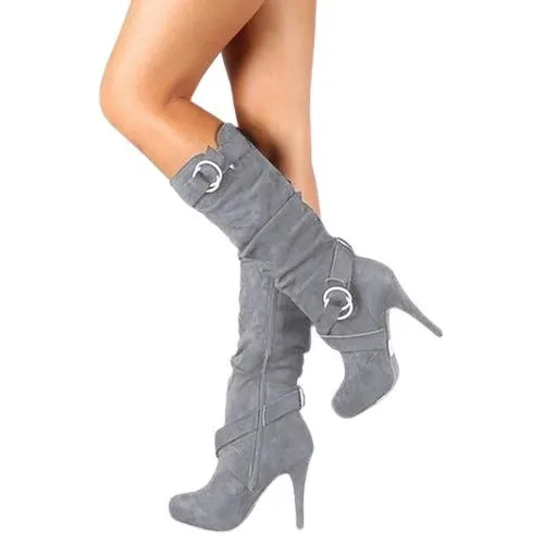 Funki Buys | Boots | Women's Long High Heel Faux Suede Boots