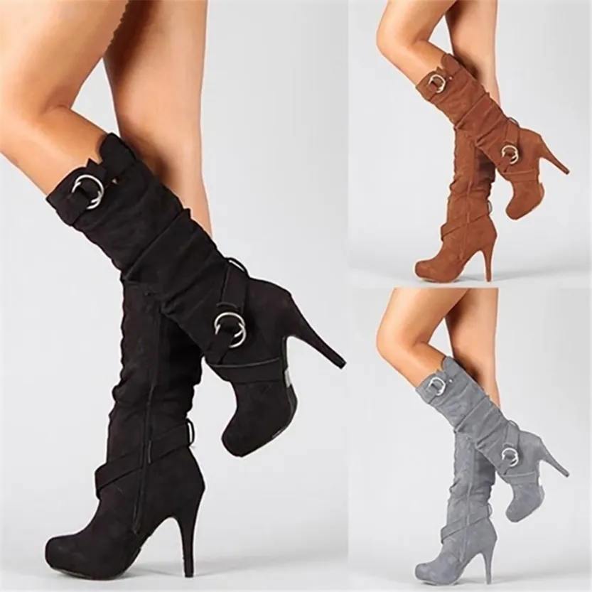 Funki Buys | Boots | Women's Long High Heel Faux Suede Boots