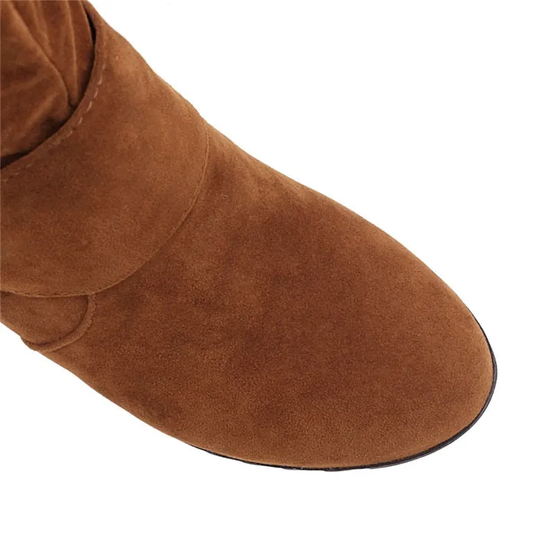 Funki Buys | Boots | Women's Mid-Calf Suede High Wedge Boot