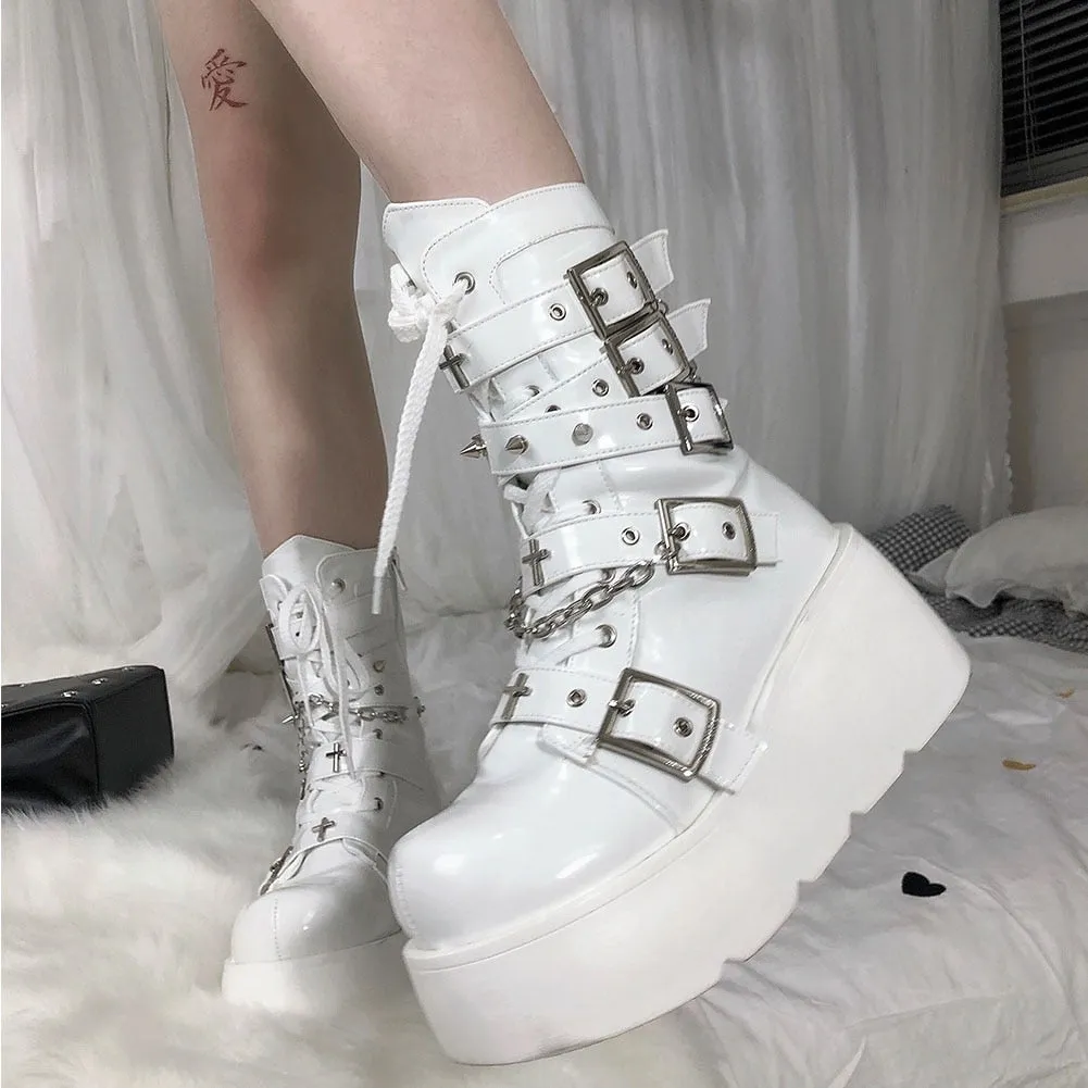 Funki Buys | Boots | Women's New Gothic Style Platform Boots